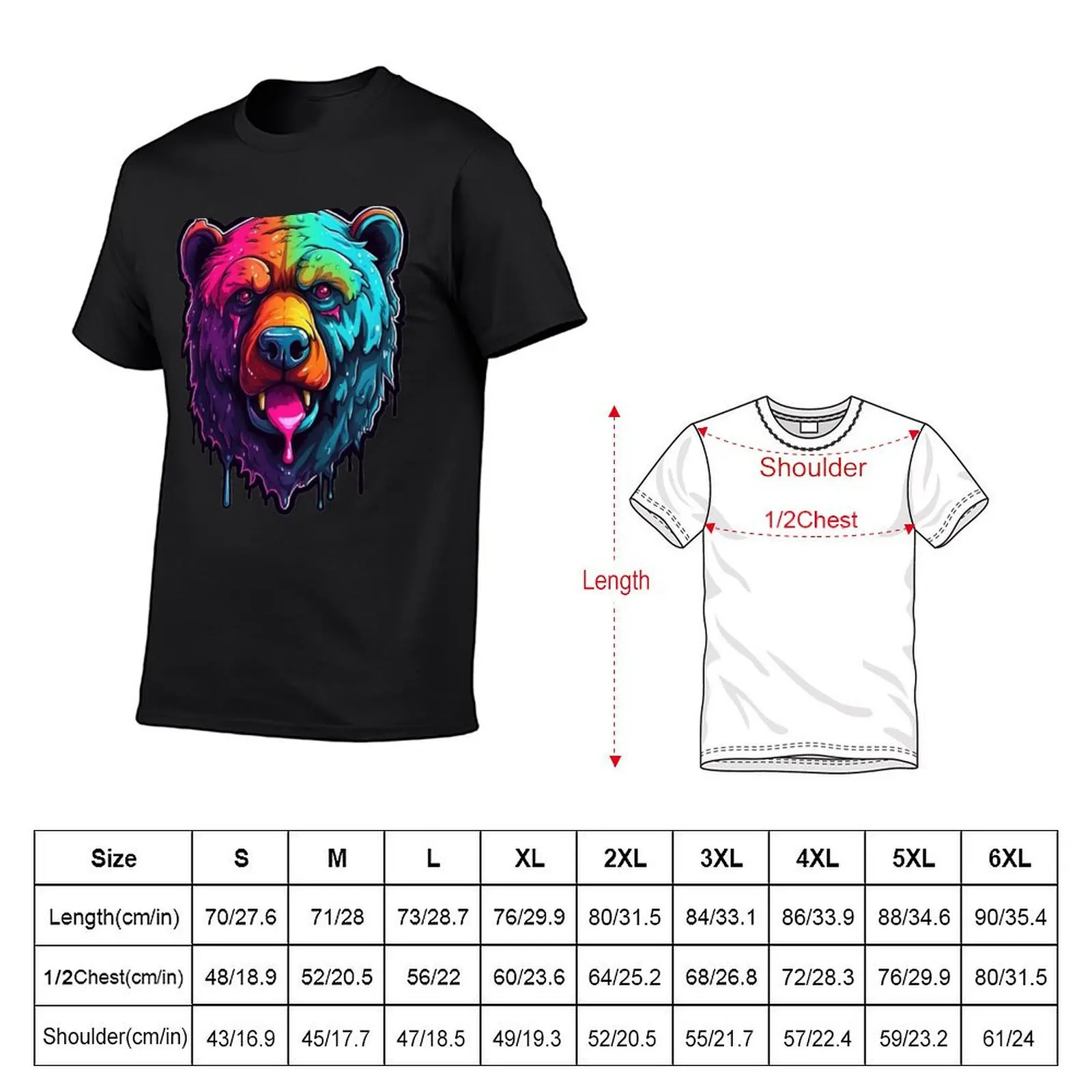 Bear in Neon Colors Bear Animal Vibrant Grizzly Polar Bear T-Shirt funnys shirts graphic tee customizeds t shirts men