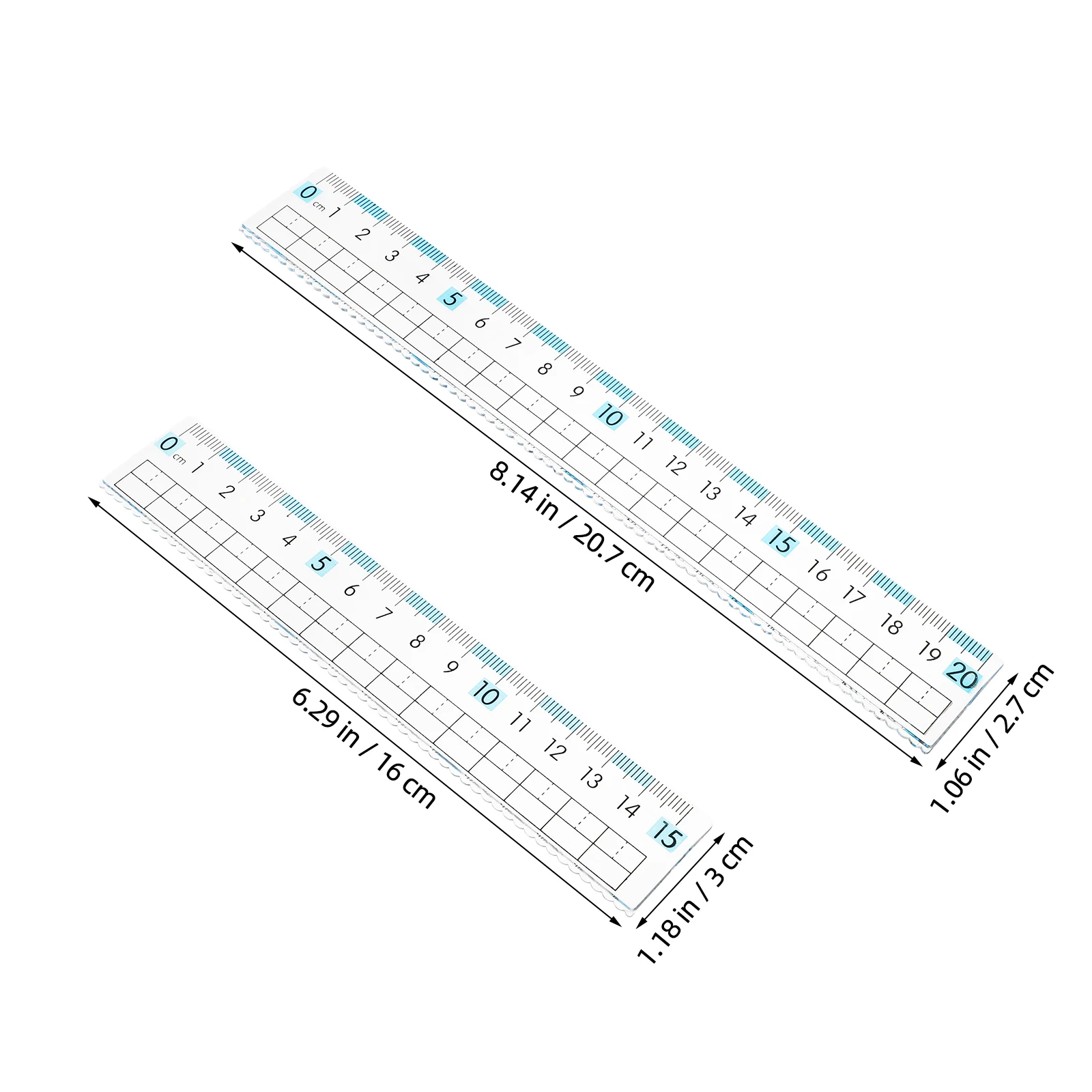 

10PCS 15cm 20cm Flexible Plastic Ruler Clear Metric Ruler With Wavy Edge Transparent Measuring Tool For Drawing Drafting