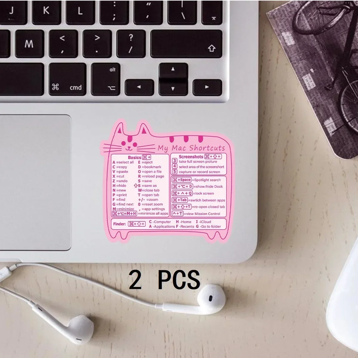 2Pcs/set Color English Shortcut Key Tips Sticker for Laptop PC Windows Words Keyboard Shortcuts Sticker for MAC Office Worker