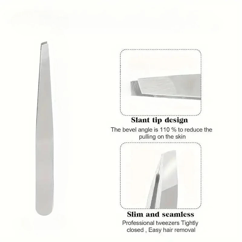 مجموعة ملاقط - دقيقة من الفولاذ المقاوم للصدأ وشعر الوجه، حطام فولاذي ملفية وإزالة شعر الحاجب مناسبة لكل من الرجال والنساء