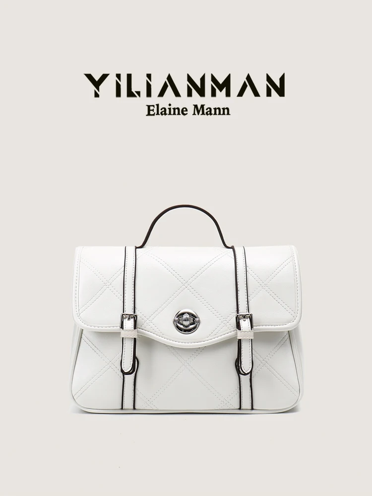 Elegant Retro Style Women's Backpack Elan Man Diamond Pattern Double Shoulder Bag Versatile Crossbody High Quality British Style