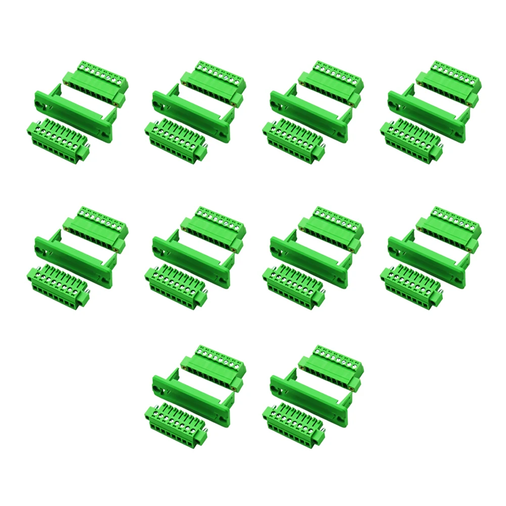 10 Pair 3.81mm Pluggable Fixed Terminal Blocks with Nickel Plated Spring Contacts for Reliable Signal Transfer