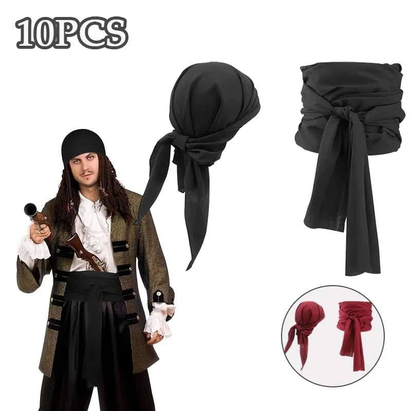 

10PCS Halloween Pirate Costumes Women's Pirate Hat Pirate Head Scarf Pirate Belt 2-piece Set Party Accessories Performance Props