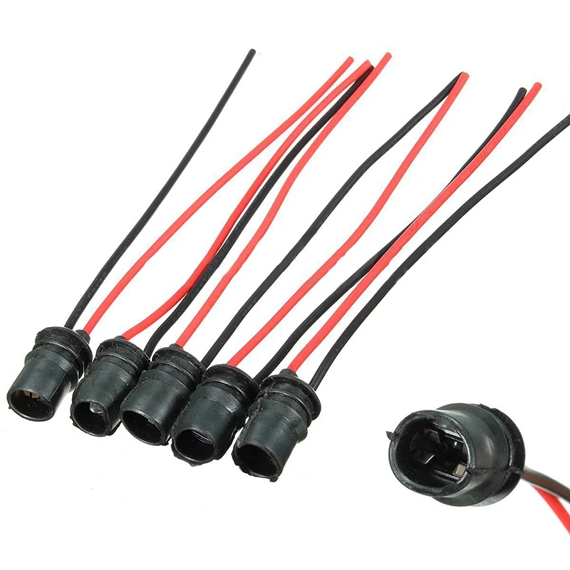 10pcs T10 W5W 147 501 Round Sockets Socket Marker Light Holder Connector Wire Bulb Harness 10mm Hole Lamp Holder Base Connector