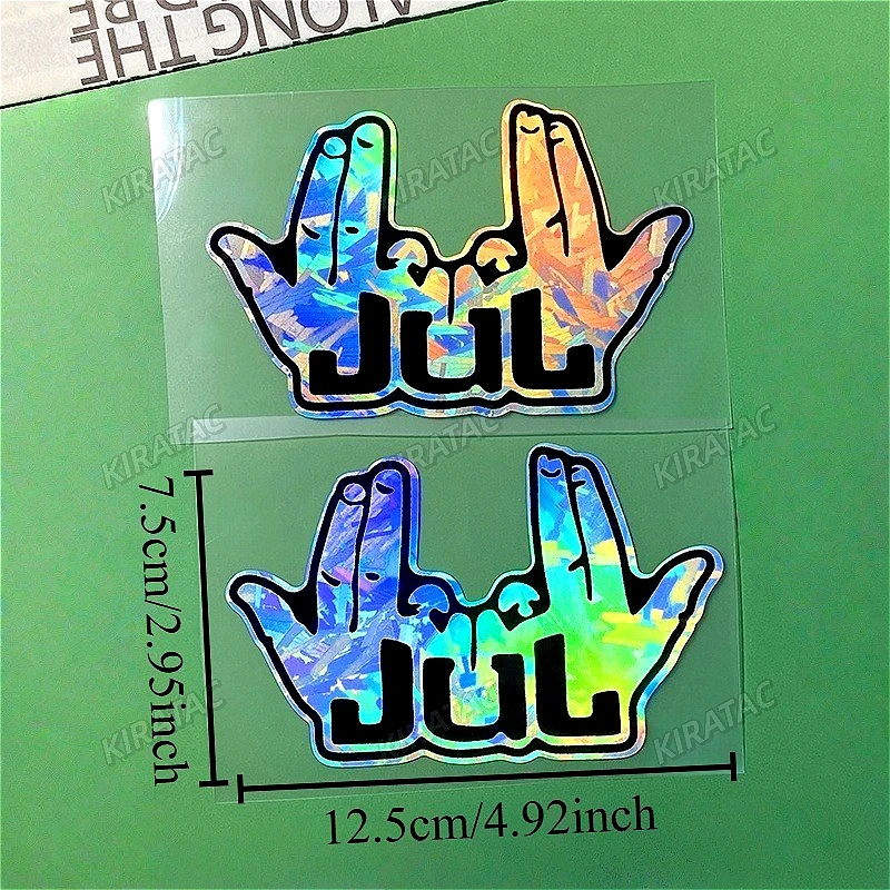 1PC 2025 New Funny JUL Finger Motorcycle Stickers Waterproof for Motorbike Bike Helmet DIY Scooter Fuel Tank Fairing Vinyl Decal image 2