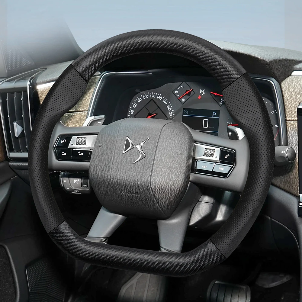 

Carbon Fiber Car Steering Wheel Cover for Ds 3 4 5 6 7 Crossback Etense 9 Plugin Hybrid Suv Accessories Para Auto Sedan 150E