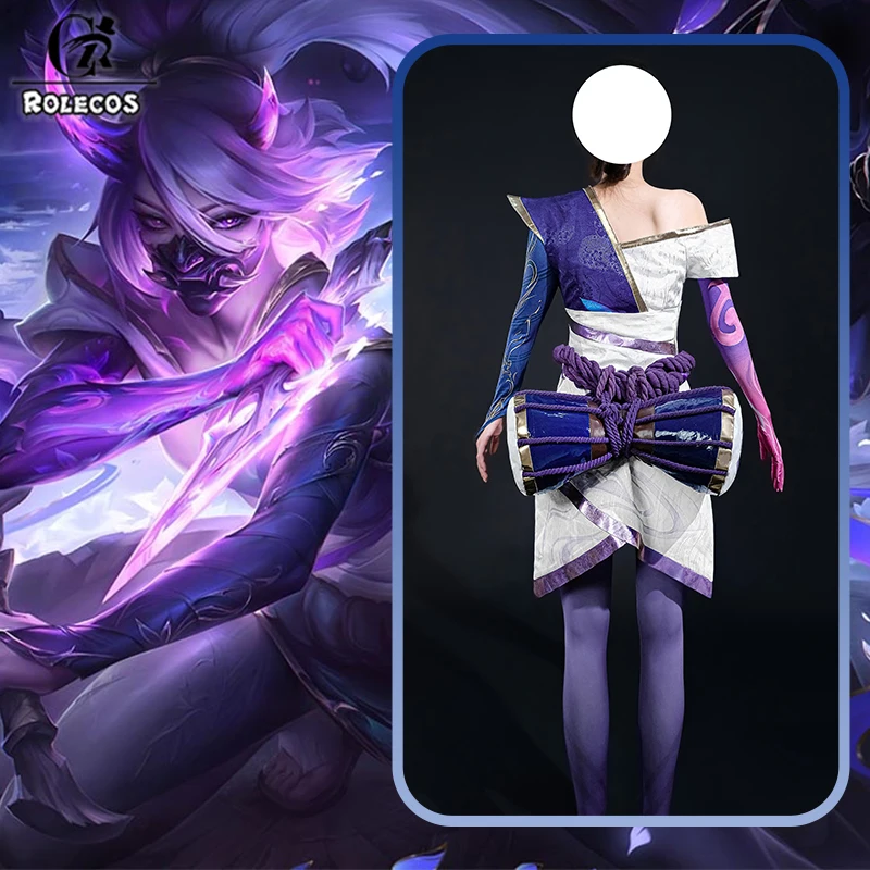 ROLECOS Game LOL Costume Spirit Blossom Akali Cosplay Women Roleplay Purple Suit Halloween Carnival Party Role Play Uniform - view 3