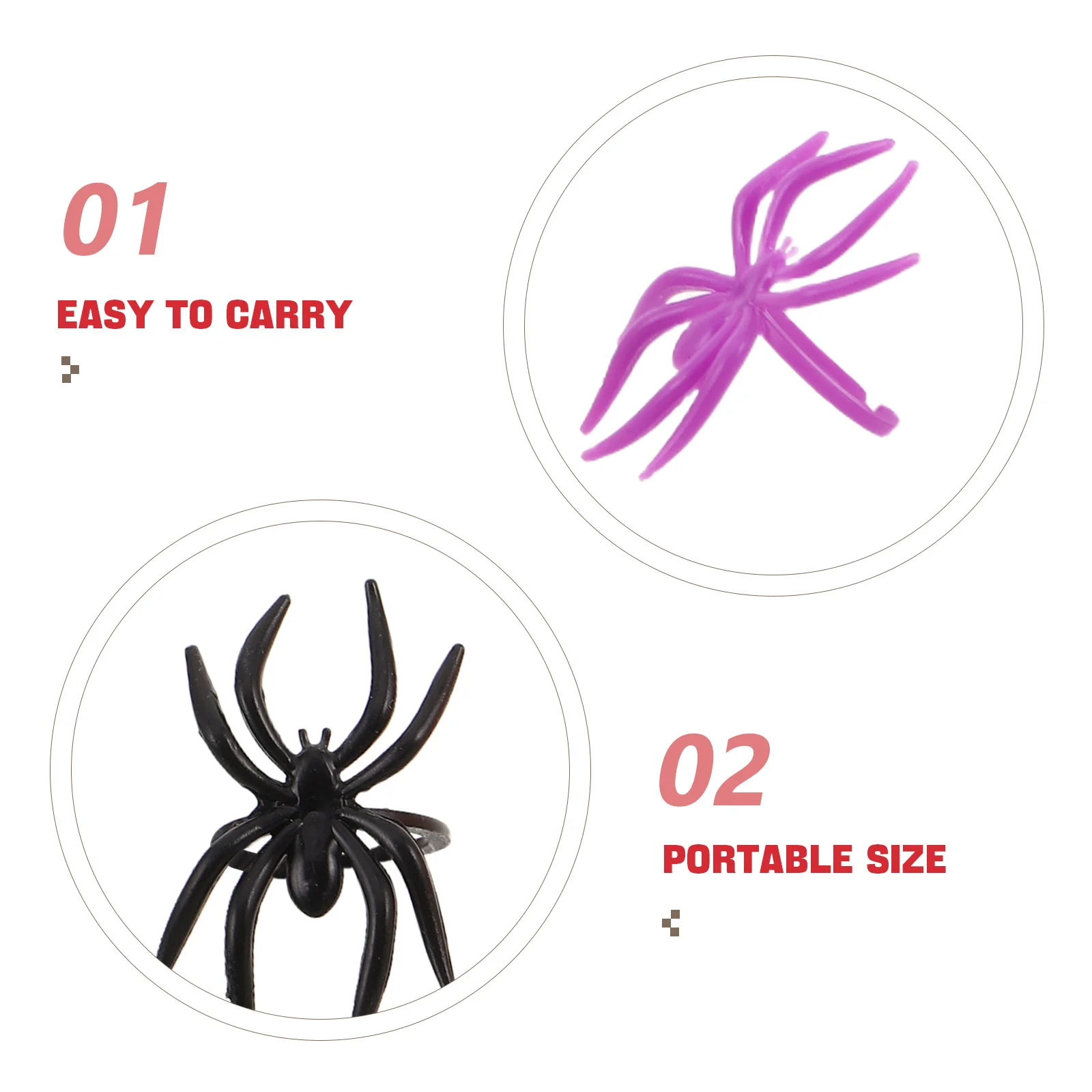 Anneaux d'halloween pour enfants, 120 pièces, bijoux araignée amusants, vêtements festifs légers, cadeaux, prix pour événements scolaires, maison hantée