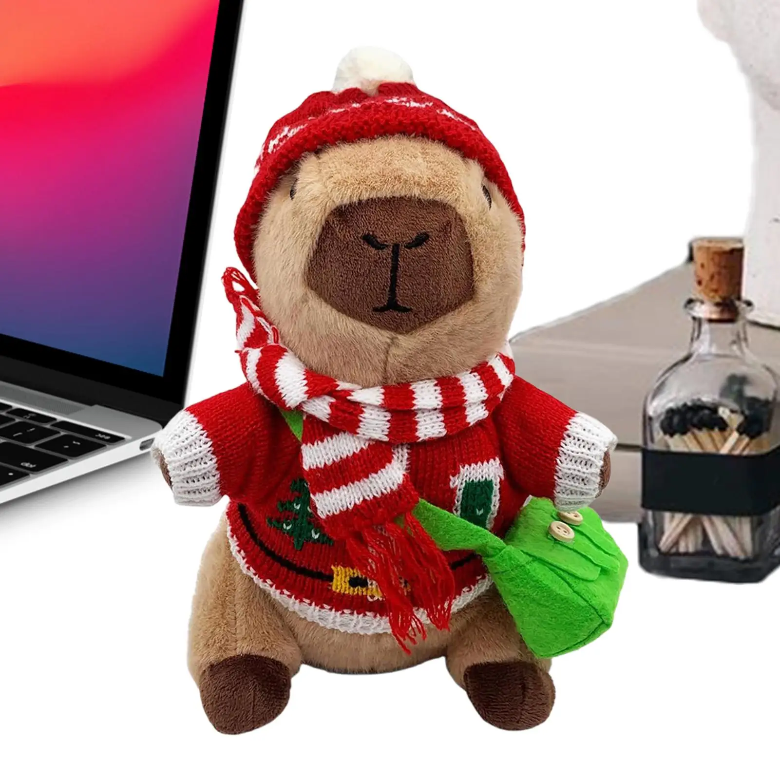 

Плюшевая капибара с одеждой, рождественская милая фигурка 9,8 дюйма, капибара, нарядная игрушка для мальчиков и девочек, взрослых, молодежи, друзей, путешествий