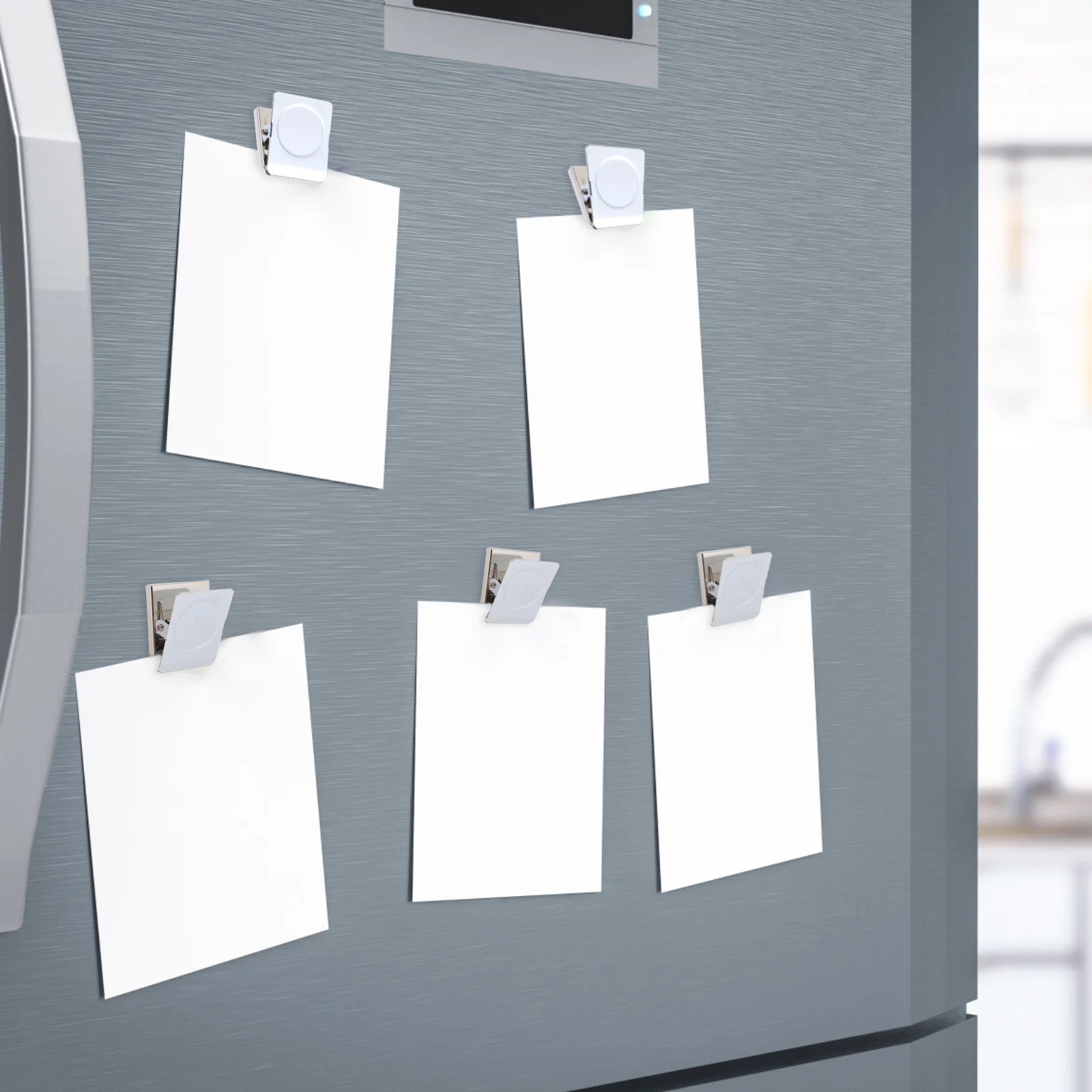 12 Pcs Magnet Clips Clamp Fridge Clamps Magnetic Tongs Silver Memo Note Strong Refrigerator