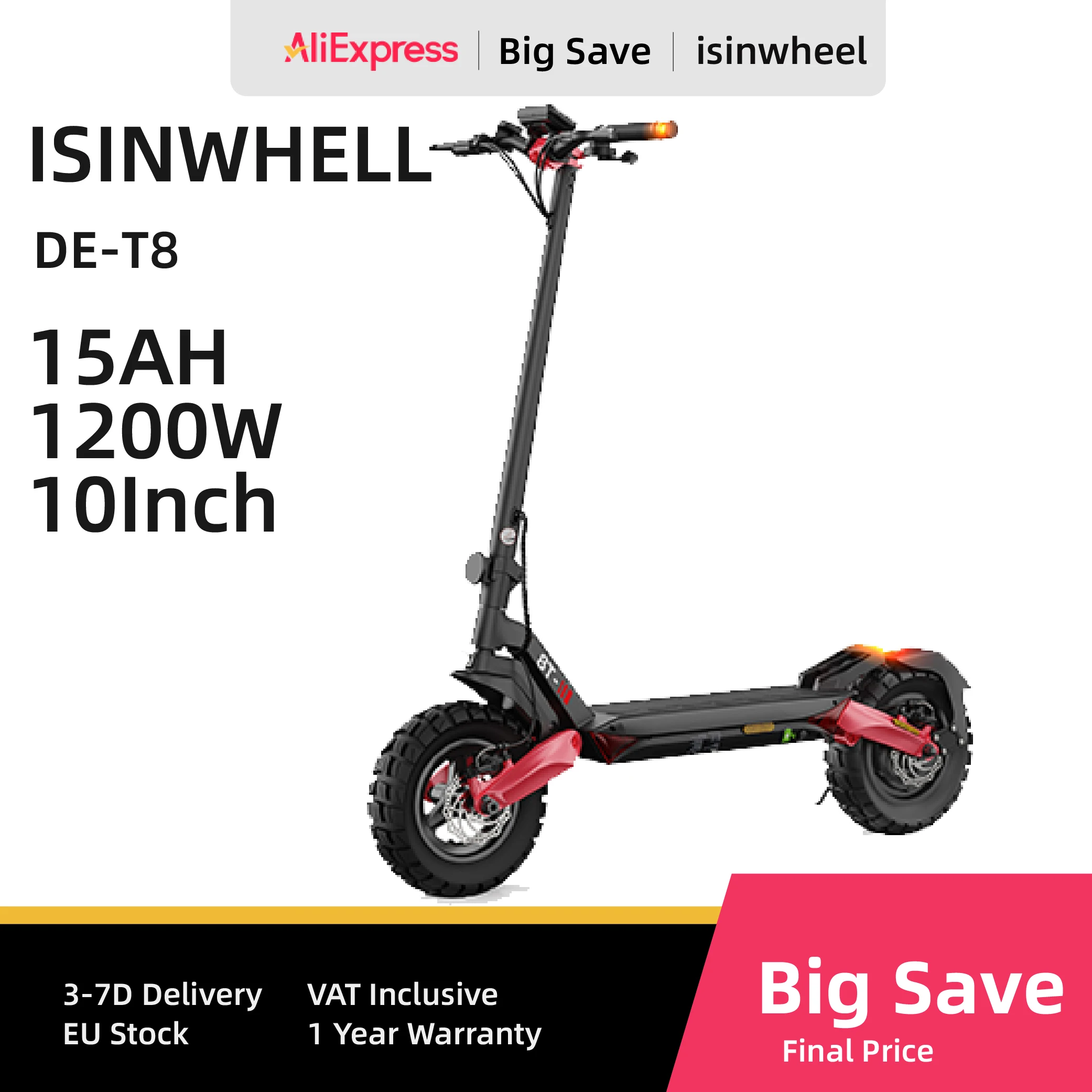 Onwheel T8 (ABE) سكوتر كهربائي للبالغين 500 وات 48V15Ah سكوتر إلكتروني للتنقل الحضري إطارات 10 بوصة