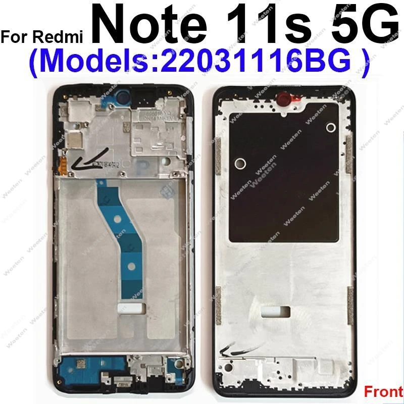 LCD Frame Cover For Xiaomi Redmi Note 11 11E 11R Pro Note 11S 11T Pro+ 5G Front LCD Frame Housing Cover Case Parts