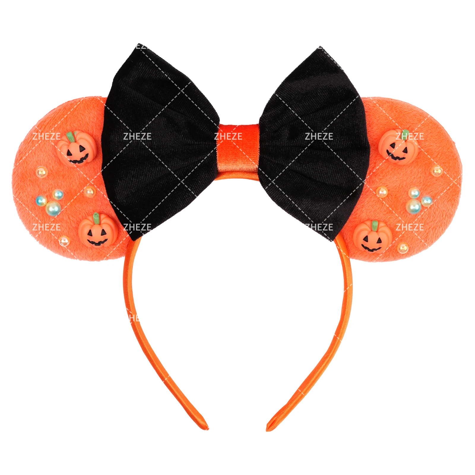 

1 шт. новые аксессуары для Хэллоуина Диснея, бархатный бант, украшение в виде тыквы, обручи для волос с ушками Микки Мауса, вечерние аксессуары для волос на фестивале