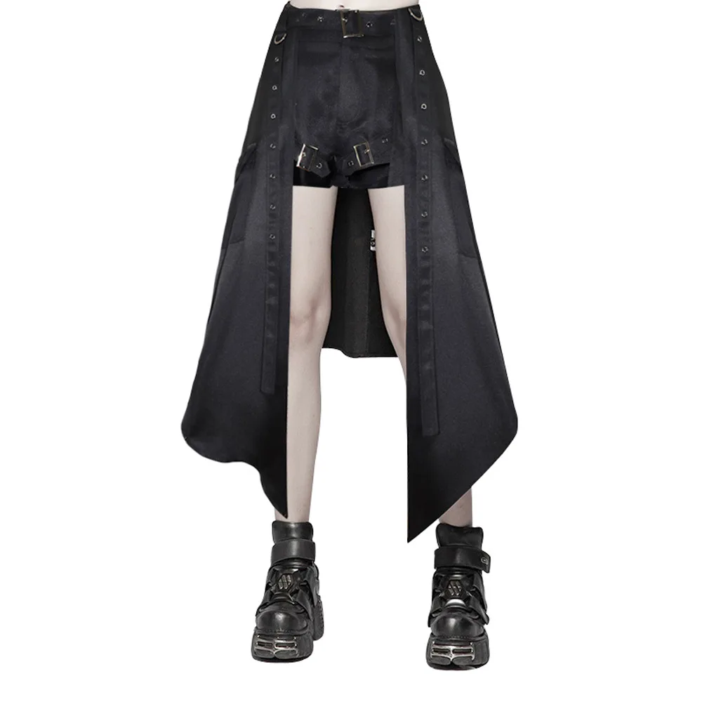 Men\'s Gothic Dark Textured Printed Stylish Kilt Decorated Which Is Detachable Leather Loop Party Club Men Skirts Pants