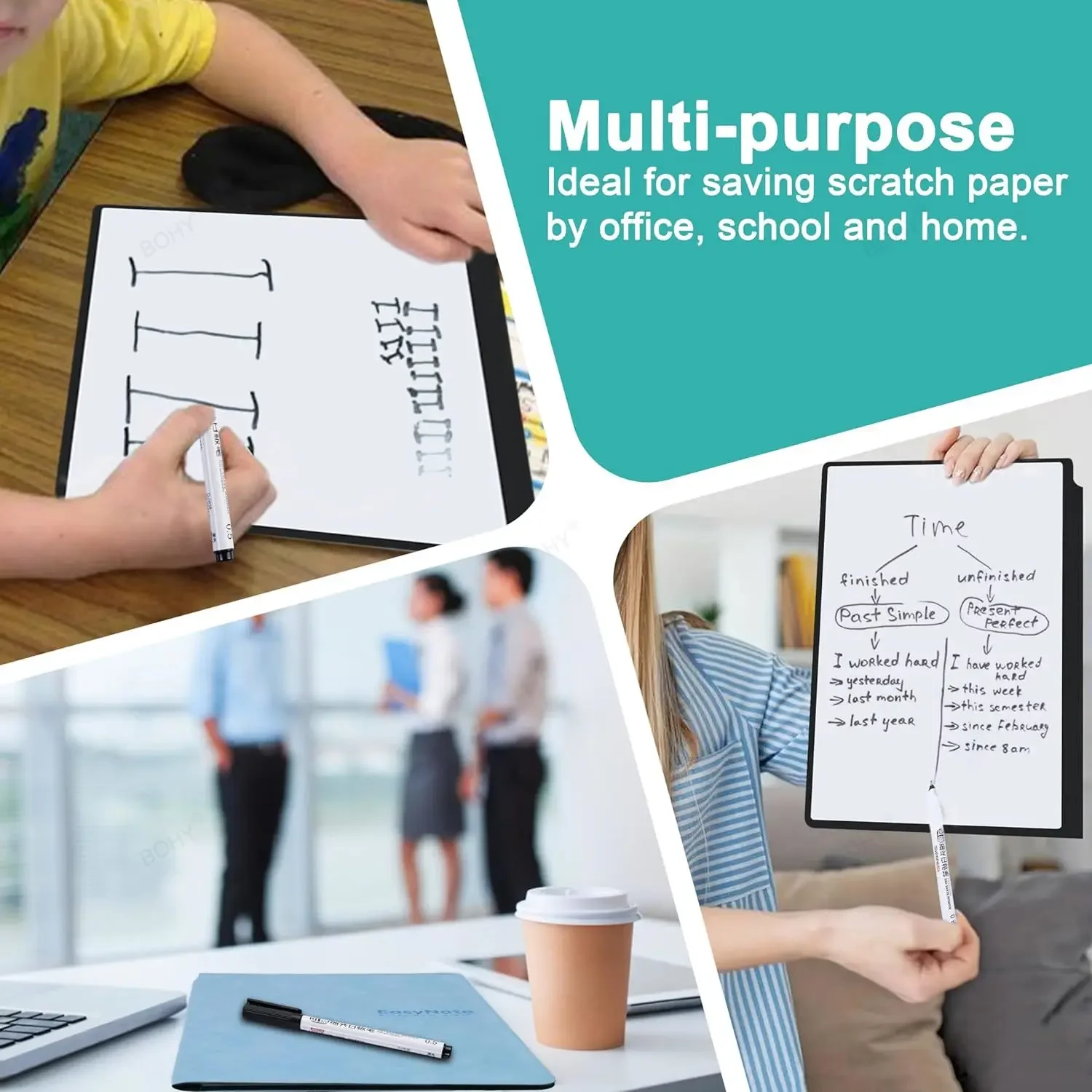 A5 Reusable Whiteboard Notebook Weekly Planner Portable Stylish Office Notebooks Leather Memo Whiteboard with Pen Erasing Clot