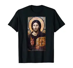 Jesus Christ Pantocrator Icon Sinai Orthodox Christian Gift T-Shirt. Summer Cotton Short Sleeve O-Neck Unisex T Shirt New S-3XL