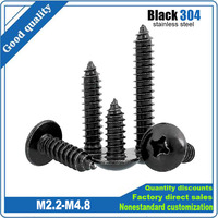 10/50pcs M2.2 M2.9 M3.5 M3.9 M4.2 M4.8 Black 304 Stainless Steel Cross Phillips Large Round Truss Head Self Tapping Wood Screw