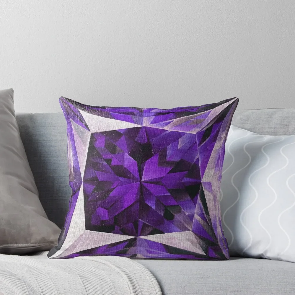 

Purple Amethyst Gemstone Hand-Painted Artwork Throw Pillow ornamental pillows Pillowcases Bed Cushions pillow