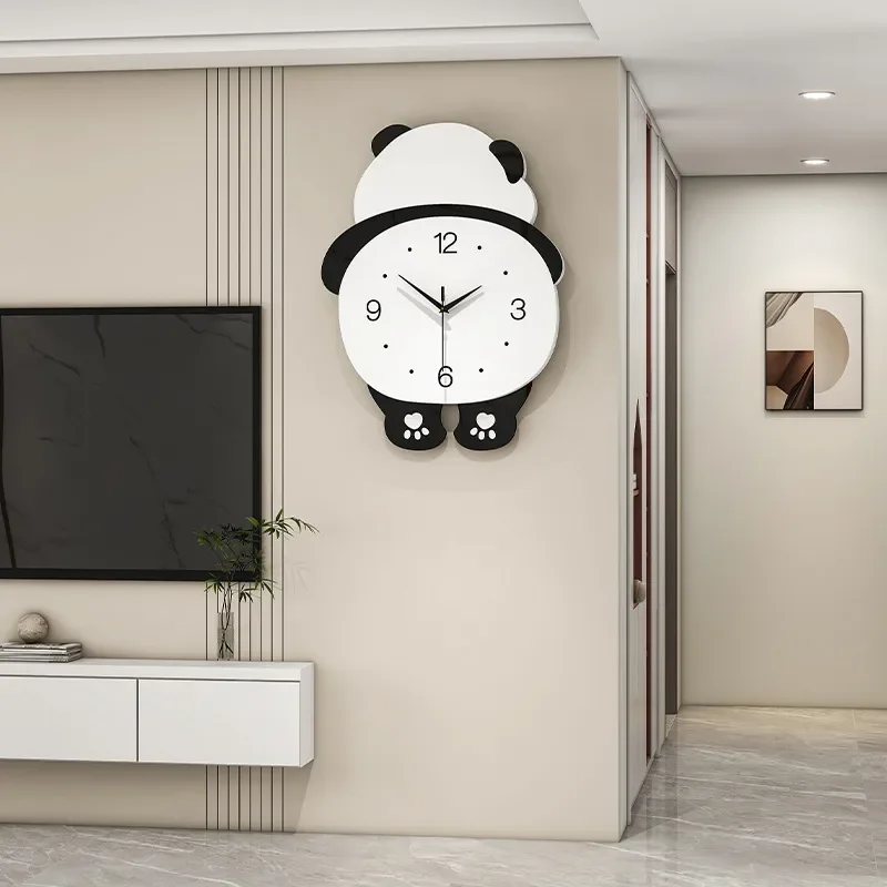for Internet Celebrity Creative Panda Wall Clock Modern Simple Home Decor for Living Room Dining Room High Sense Decoration
