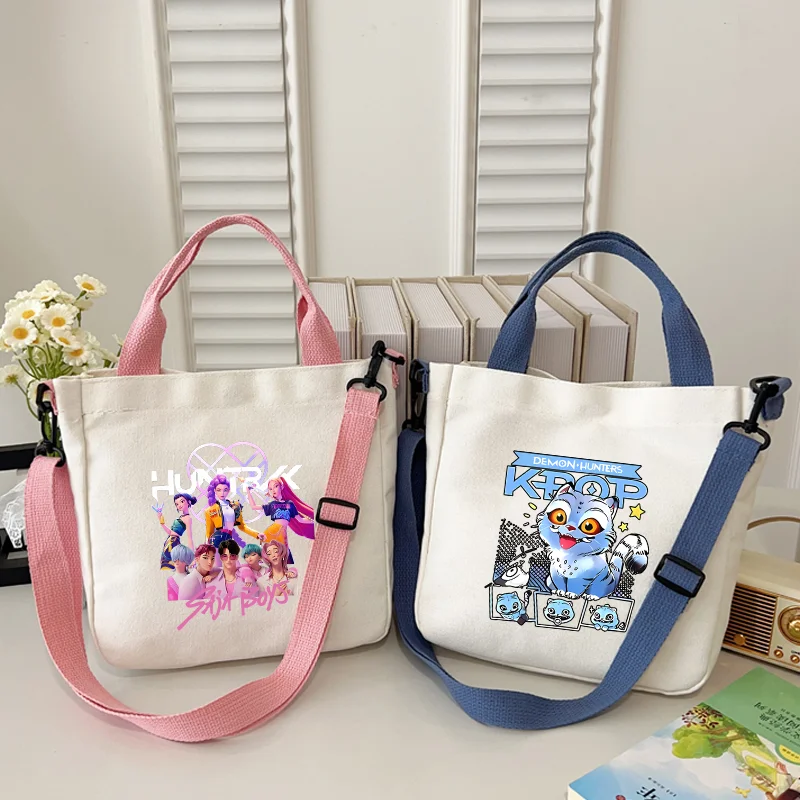 

KPop Demon Hunters модные сумки для женщин, мальчиков и девочек, милая сумка через плечо с рисунком аниме, сумки через плечо с принтом, подарок на вечеринку