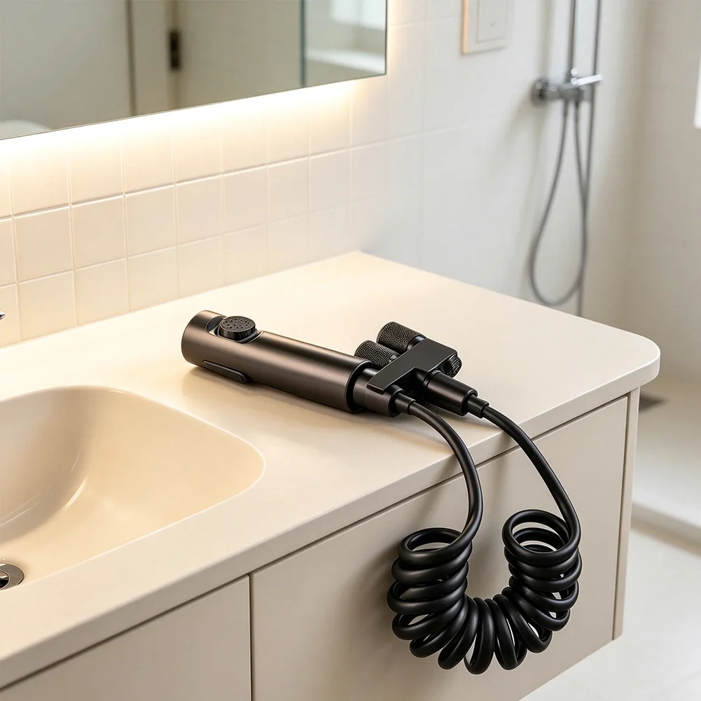 Handheld Bidet Sprayer for Toilet Cleaning Cloth Diaper Washing Pet Bathing and Light Sanitation Zinc Alloy 15x14x7cm