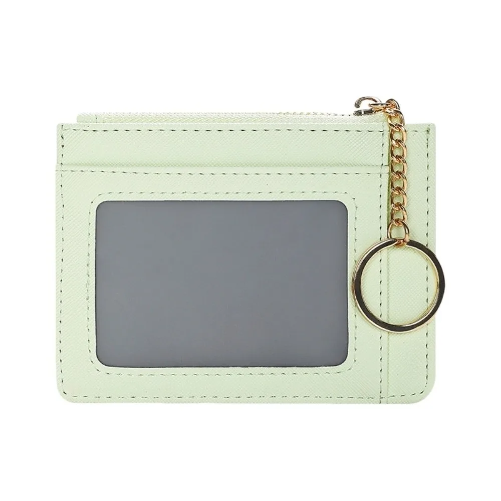 

Simple Short Hangging Card Bag Multifunction PU Leather Pocket Purse Zipper Colorful Card Holder Unisex