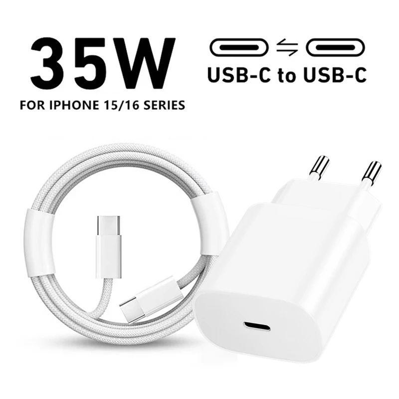 

35W 1m White Dual-head Type-C Fast Charger kit PD Fast Charging Data Cable Mobile Phone Accessories Data Transmission for iPhone