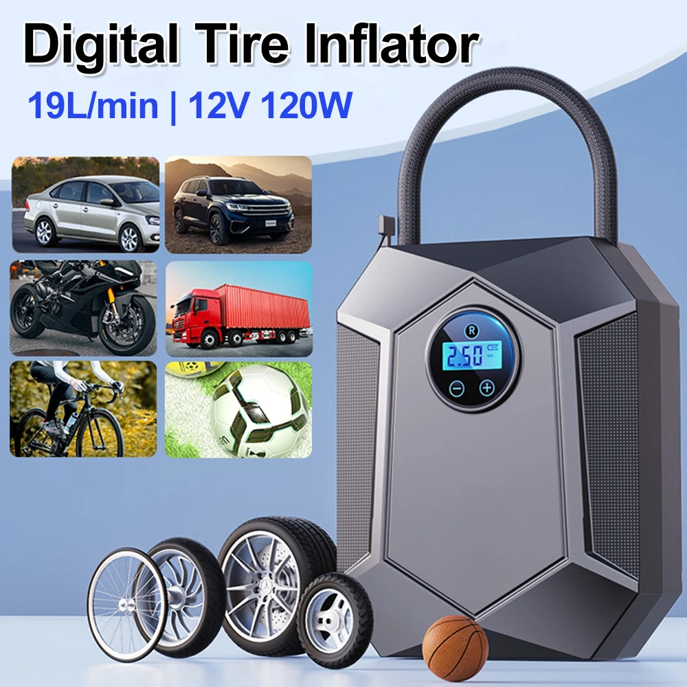 Digital Tire Inflator DC 12V Automobile Air Compressor High Precision Car Tyre Tire Inflation LED Air Pump for Auto Motorcycles