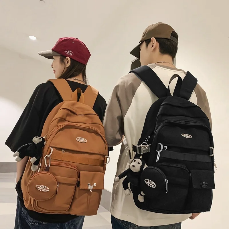 Harajuku Sle Multi-pockets Large Capaci Student Schoolbag Cargo All-Match Neutral Casual Couple Backpack Ins Backpack