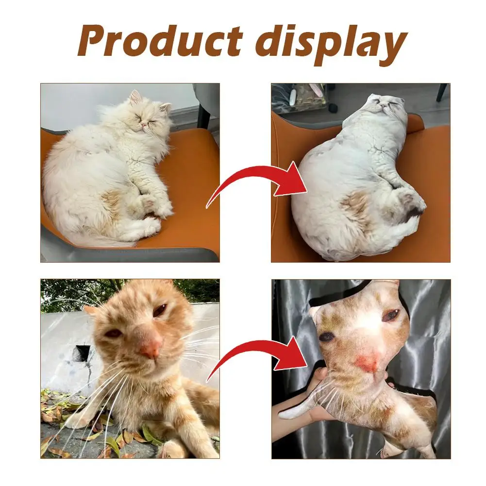 1PCS DIY Funny Ugly Pillow Custom Shaped Creativity 3D Cat Dog Pet Character Long Cushion Doll Without White Edge Kids Gifts