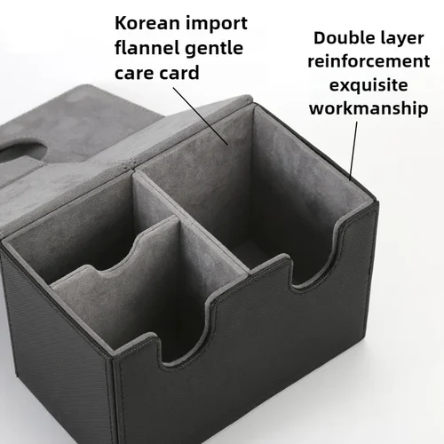 Imagen 2 del producto Caja de baraja de cartas con bandeja de dados para tarjetas MTG, más de 200 tarjetas, caja de almacenamiento para tarjetas TCG CCG, funda de tarjeta coleccionable con imán fuerte de cuero PU