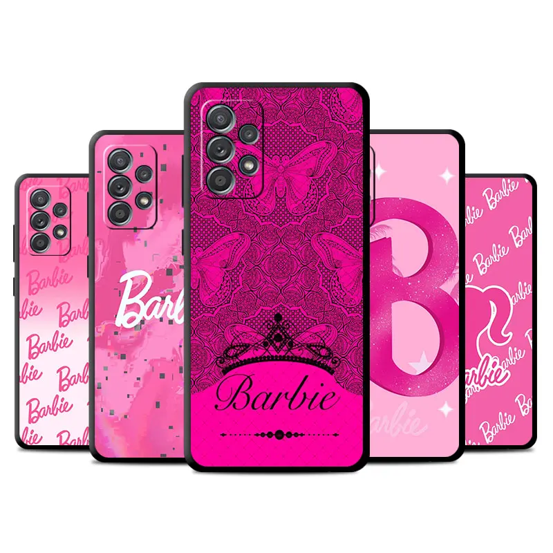 Black Case for Samsung Galaxy A52 A73 5G A33 A12 A53 A22 A13 4G A24 A14 A23 A54 A70 Soft Phone Cover B-Barbie Hot Pink