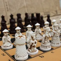 Ancient Chinese Soldiers Chess Set Terracotta Army Resin Chess Fun Board Games for Family Friends Gatherings Creative Fun Gifts