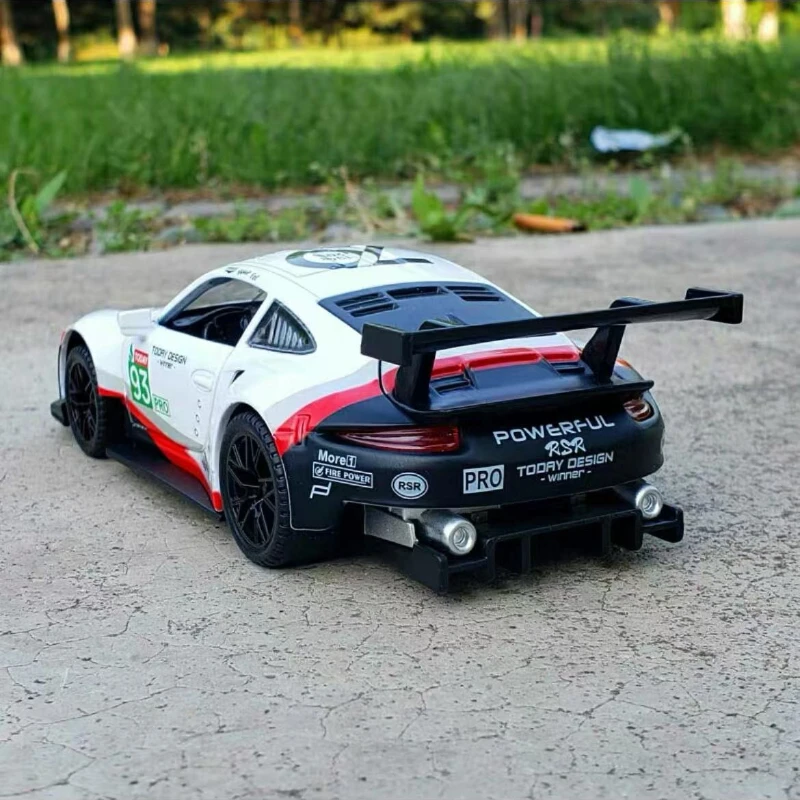 1:32 911 RSR 합금 다이캐스트 장난감 차량 금속 자동차 모델 사운드 라이트 풀백 어린이 장난감 컬렉션 A40