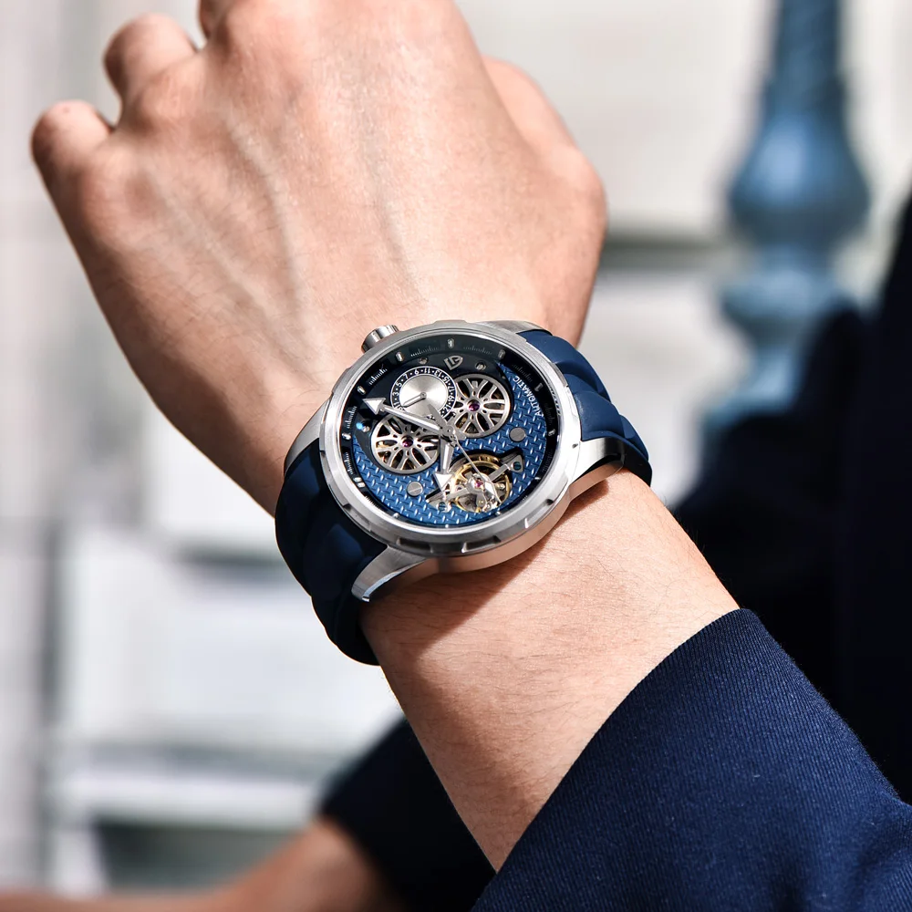 2025New PAGANI DESIGN Watches Tourbillon Skeleton Simple Automatic Mechanical Watch For Men Hollow Luminous Stainless Steel Case