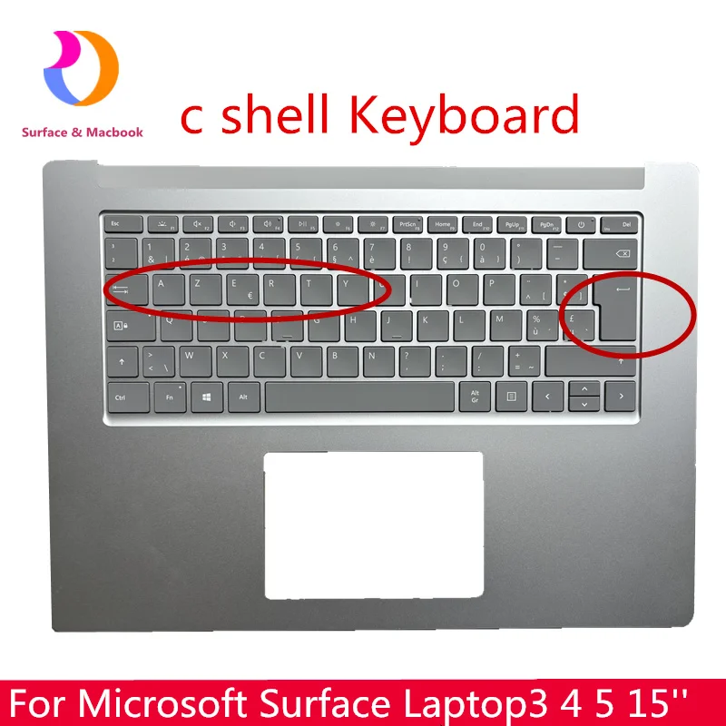 Оригинальная клавиатура для ноутбука Microsoft Surface 3, 4 5 C, чехол, клавиатура FR AZERT, серебристая, 15 дюймов, 1979, 1878 1873 Оригинальная клавиатура для ноутбука Microsoft Surface 3, 4 5 C, чехол, клавиатура FR AZERT, серебристая, 15 дюймов, 1979, 1878 1873