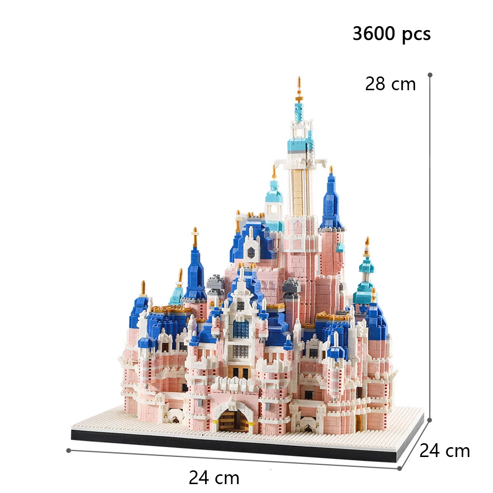 Kits de modèles de château rose, jouets, blocs de construction de microbloc pour adultes, princesse, enfants, châteaux, ensemble d'architecture, briques