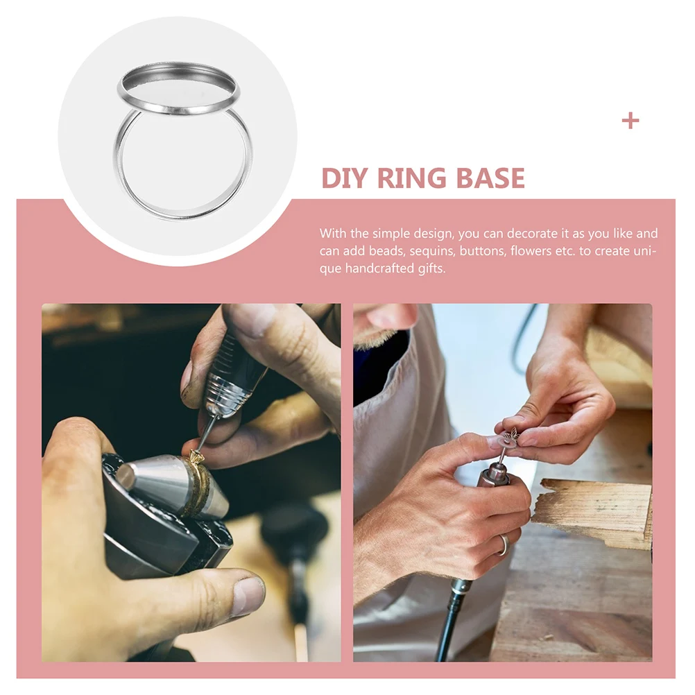 

20pcs Stainless Steel Ring Base Adjustable Ring Holder DIY Findings Compact Jewelry Setting Accessory Sturdy Finger Bases