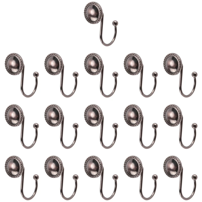 Bronze Rustproof Chuveiro Cortina Ganchos, óleo friccionado, anéis decorativos, 16 pcs