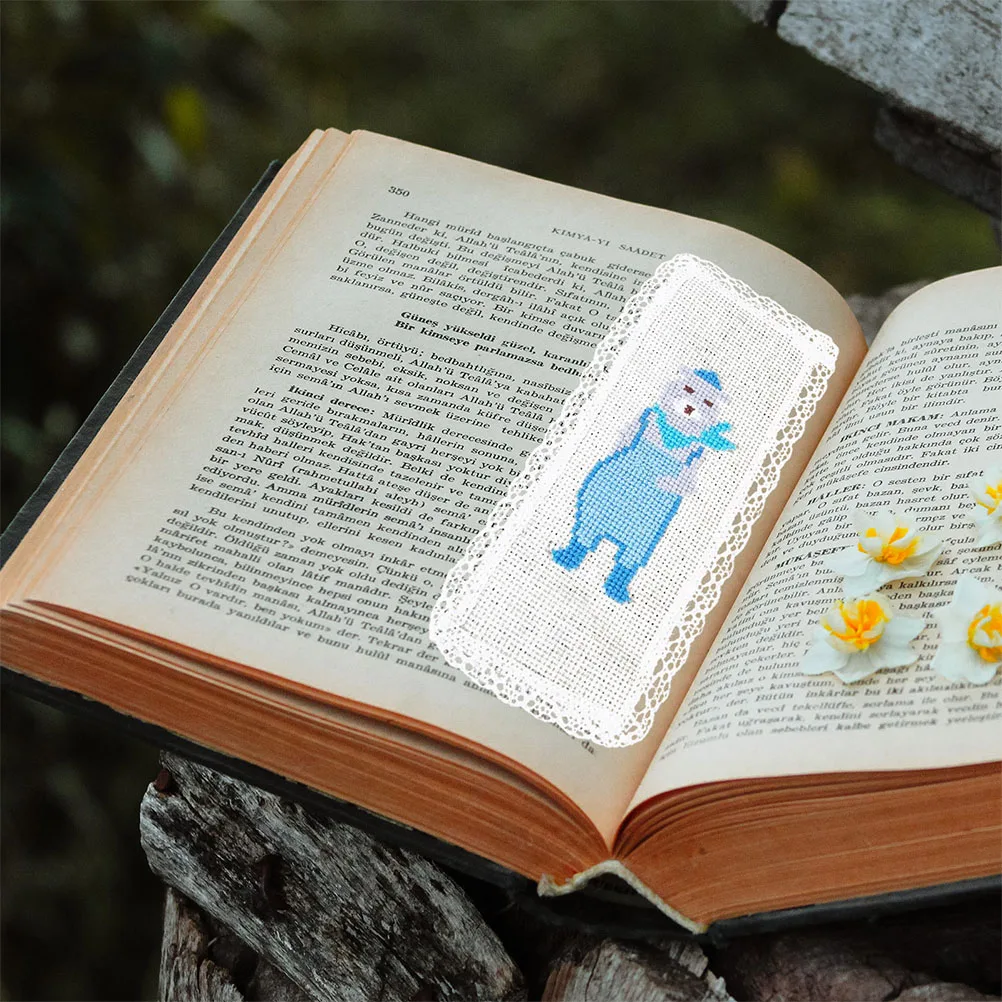 

5pcs Stitch Bookmark DIY Craft Polyester Lace Embroidery Blank Canvas Fabric H made Blank Canvas Bookmark Kit