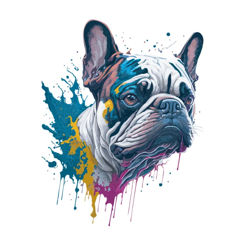 Cute Watercolor Bulldog Sticker DIY Realistic Dog Self-adhesive Decorative Sticker For Bathroom Toilet Waterproof Antifouling