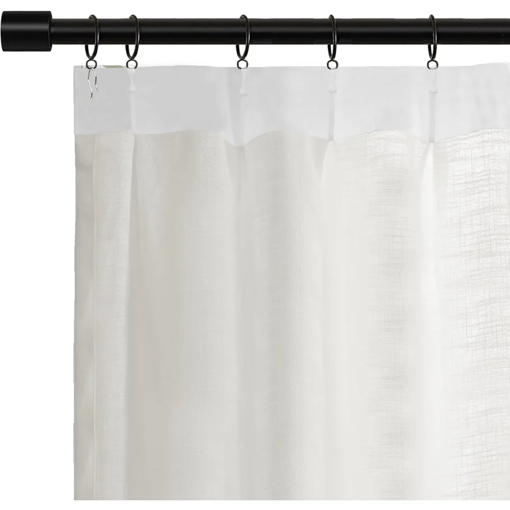 Cortinas plissadas com acabamento verde, conjunto de 2 painéis para portas deslizantes de pátio, cortinas de linho com filtragem de luz, 40" de largura