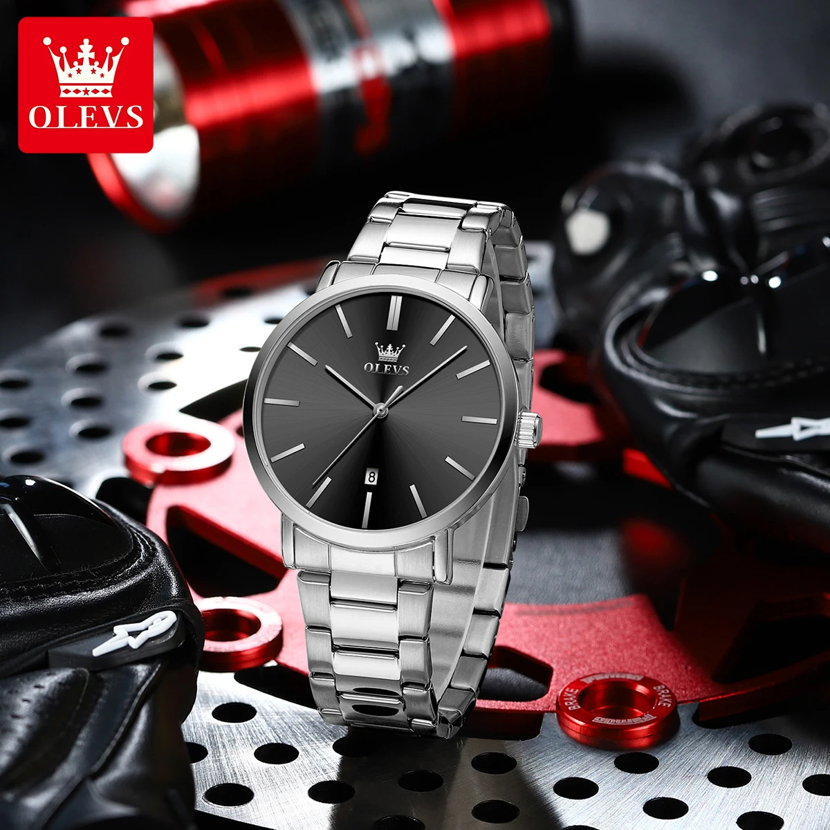 Imagem -04 - Olevs-mens Waterproof Stainless Steel Strap Quartz Ver Original Authentication Brand Minimalista Elegante Calendário