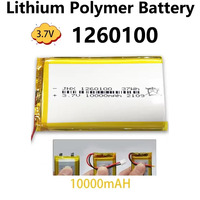 Good Qulity 3.7V,10000mAH 1260100 Polymer lithium ion / Li-ion battery for tablet pc BANK,GPS,mp3,mp4