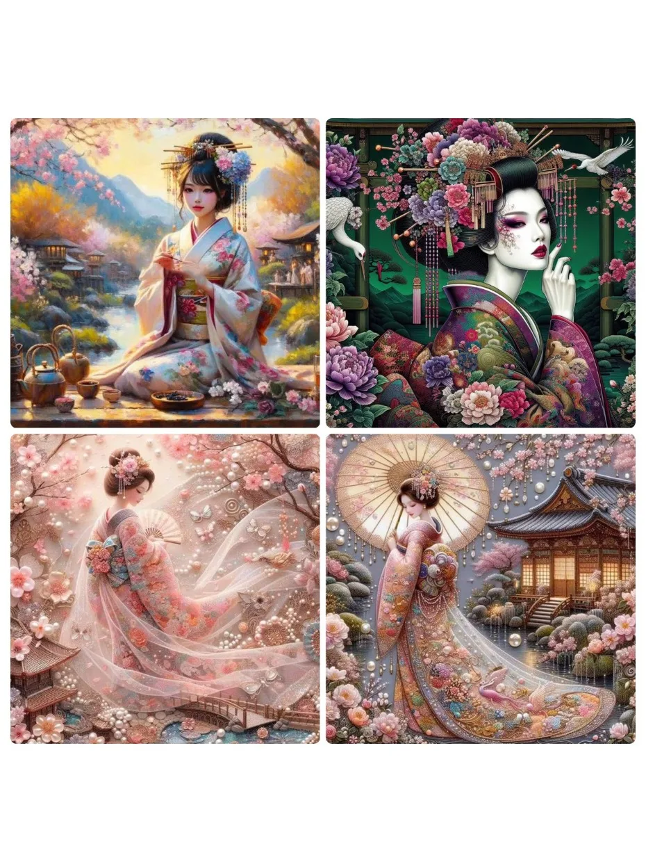 DIY Malen nach Zahlen Japanische Frauen Porträt-Sets Malen nach Zahlen Zeichnen auf Leinwand Handgemaltes Bild Kunstgeschenk Heimdekoration