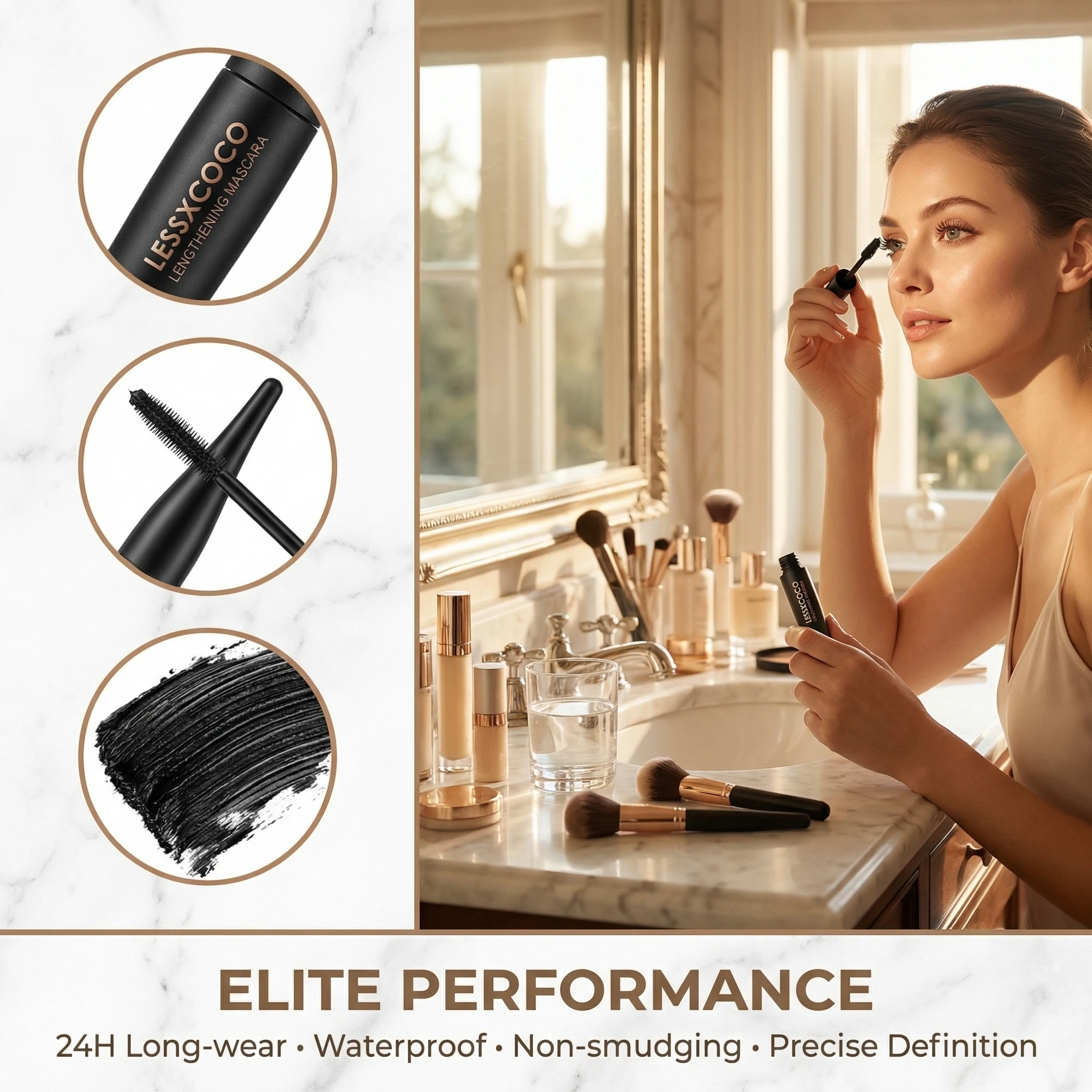 

Black long-Lasting Waterproof Mascara Sweatproof Smudge-proof Make up Volumizing Thickening Curling Eye Makeup Korean Cosmetics