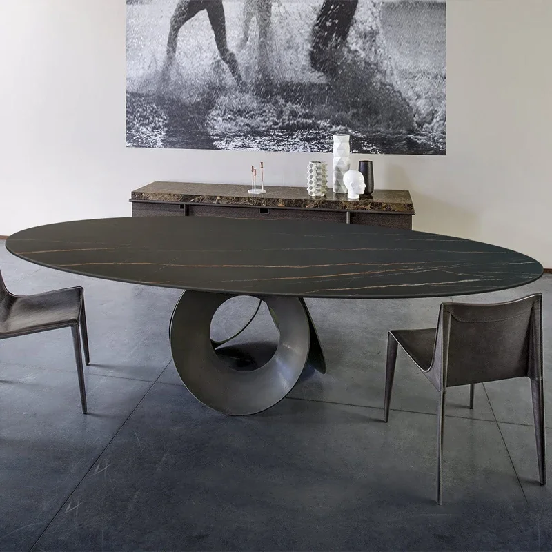 

Italian-style imported rock table modern luxury style small apartment simple online celebrity household round rock table chair