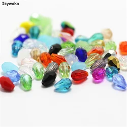 Isywaka 100pcs Mixed Color Teardrop Beads Austria Crystal Beads Waterdrop Beads Loose Spacer Bead for DIY Jewelry Making,3x5mm