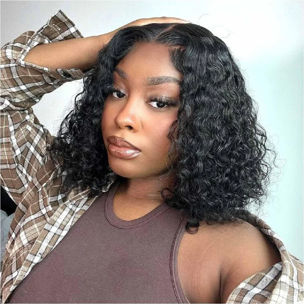 

4x4 Lace Deep Wave Bob Short Bob Wigs Deep Wave Bob Human Hai 180% Density Deep Curly 100% Human Hair Pre Plucked Wet And Wavy