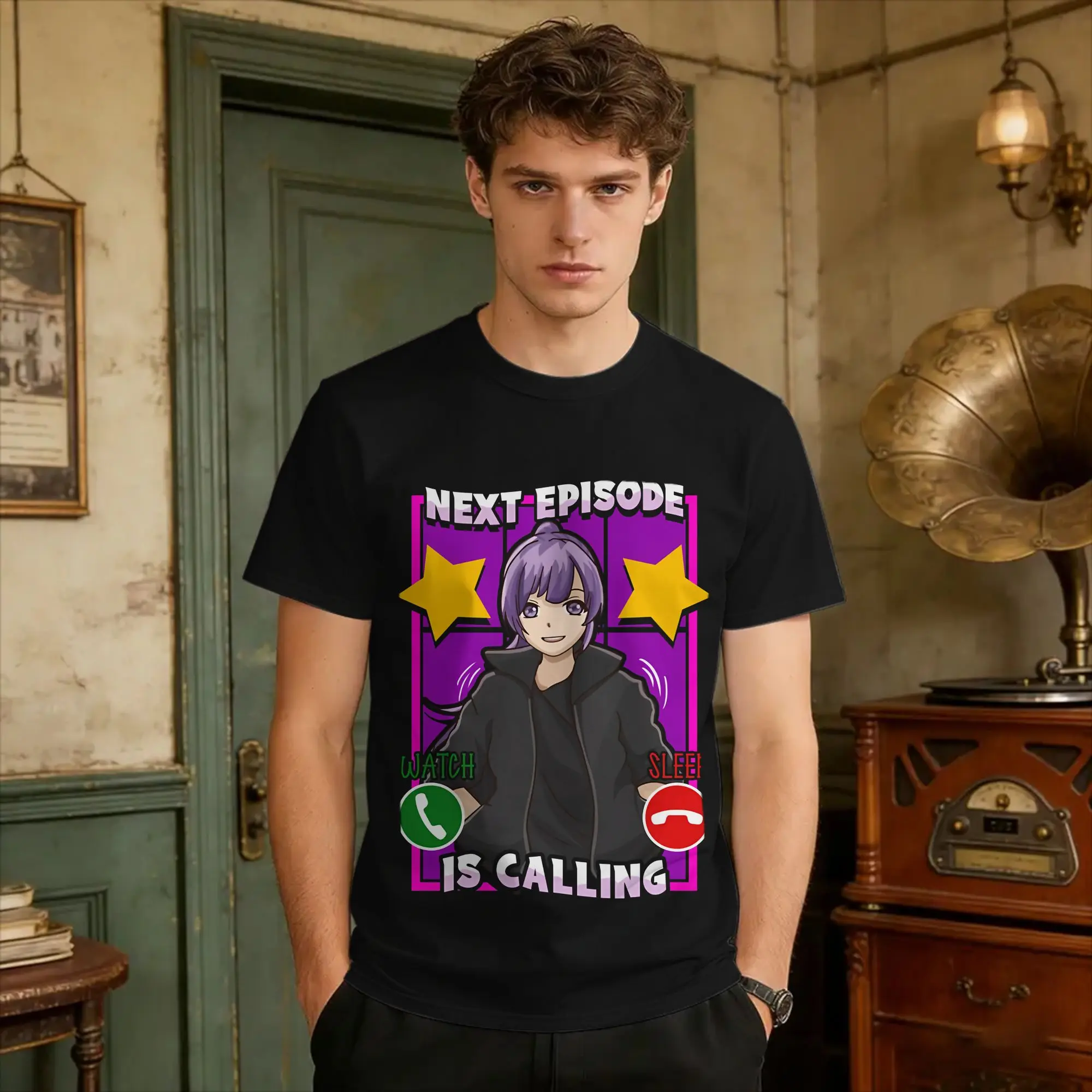 Streetwear T-Shirt Anime Next Episode Is Calling Sleep Can Wait  100% Cotton T Shirts Call of the Night Tshirt for Man Tops